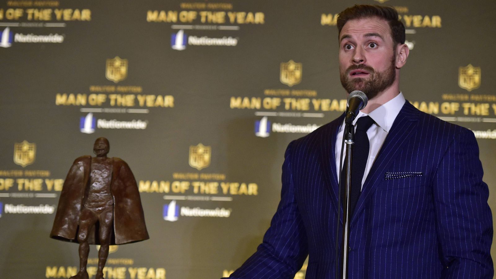 
                <strong>Walter Payton Man of the Year Award: Chris Long</strong><br>
                Position: Defensive EndTeam: Philadelphia Eagles 
              