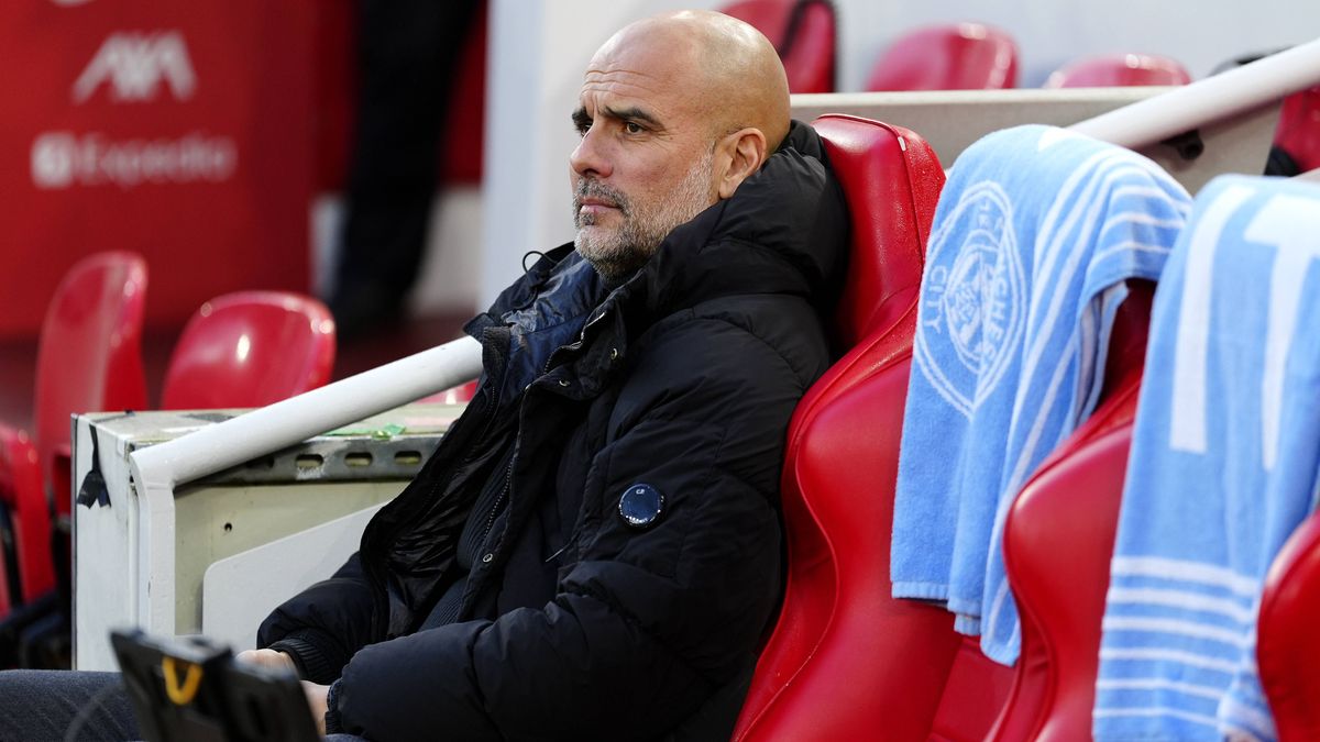 Liverpool v Manchester City - Premier League - Anfield Manchester City manager Pep Guardiola during the Premier League match at Anfield, Liverpool. Picture date: Sunday December 1, 2024. EDITORIAL ...
