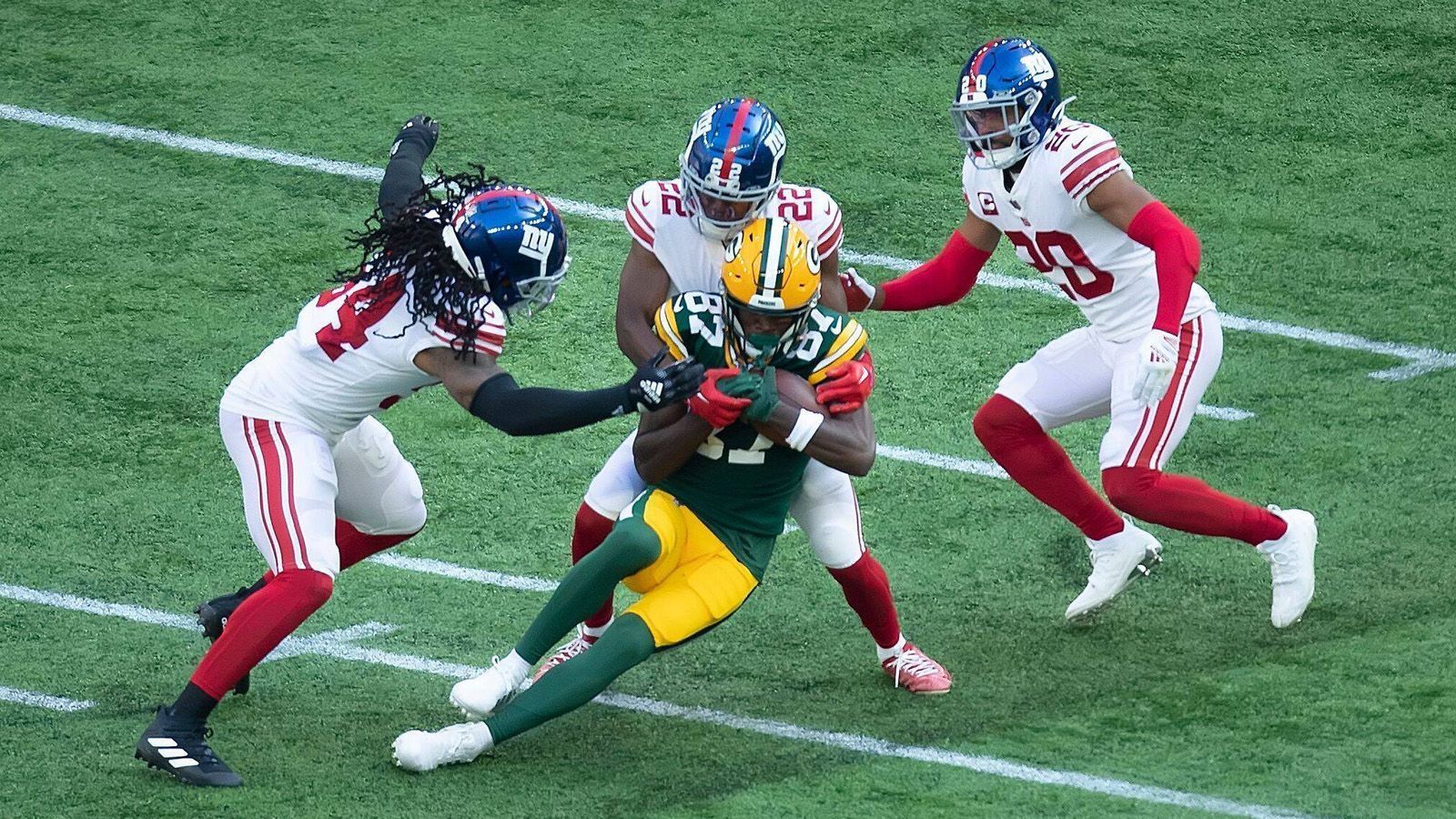 
                <strong>Giants Secondary</strong><br>
                Die Secondary der New York Giants hat bisher in dieser Saison am wenigsten angekommene Pässe erlaubt (91).Die Defense der Giants ist gleichzeitig die einzige, die noch keine Interception verzeichnen konnte.
              