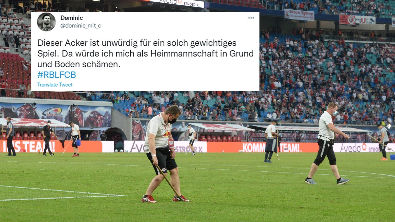 
                <strong>Der Rasen als Streitpunkt</strong><br>
                In der Leipziger Red Bull Arena war der Untergrund ganz offensichtlich nicht in bestem Zustand. Zur Pause tummelten sich zahlreiche Helfer auf dem Rasen, um diesen für den zweiten Durchgang einigermaßen bespielbar zu machen. Geholfen hat es wenig, immer wieder rissen Spieler bei Grätschen große Rasenstücke heraus. 
              