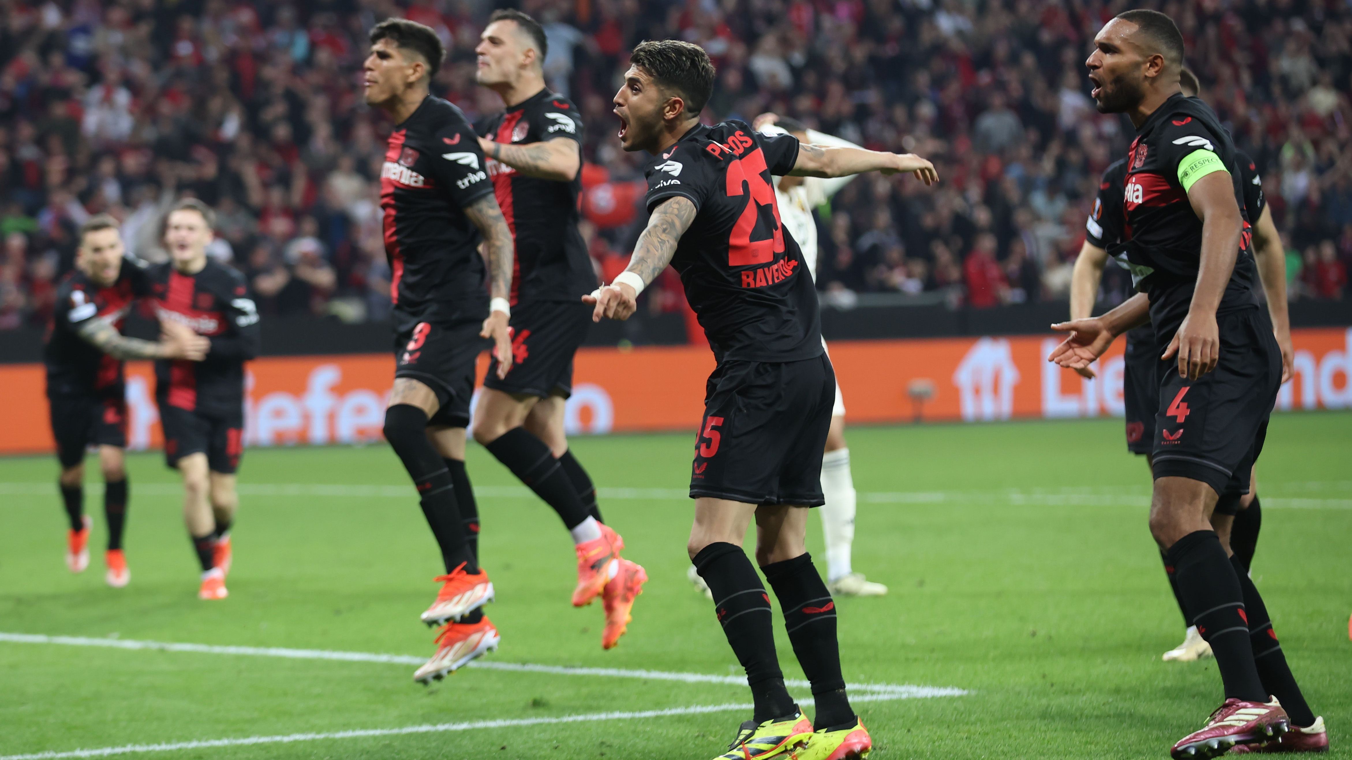 <strong>Leverkusen wieder mit Last-Minute-Tor</strong><br>Bayer Leverkusen hat sich in das Finale der Europa League gekämpft. Ein 2:2 gegen die AS Rom reichte für den Einzug in das Endspiel. Dabei holte die Werkself wieder spät einen 0:2-Rückstand auf. Wir haben den Meister im Halbfinal-Rückspiel benotet.
