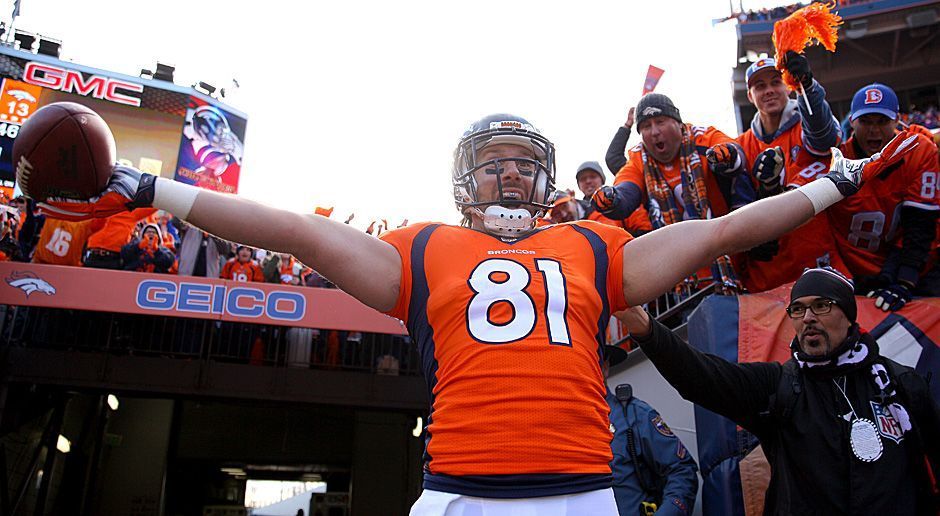 
                <strong>Owen Daniels</strong><br>
                TIGHT ENDS: Owen Daniels (Foto) fing im Conference Final gegen die Patriots zwei Touchdown-Pässe von Peyton Manning. Mit Vernon Davis holten die Broncos während der Saison einen weiteren Routinier für diese Position. Gegen die Panthers haben die Broncos dennoch das Nachsehen…
              