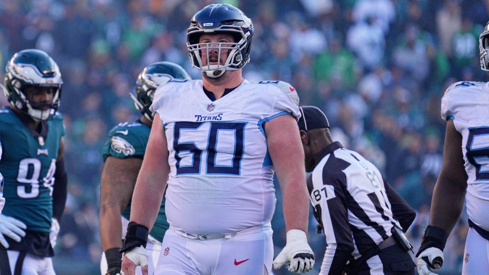 
                <strong>Center (AFC)</strong><br>
                &#x2022; Ben Jones (Foto, Tennessee Titans) für Creed Humphrey (Kansas City Chiefs, Super Bowl)<br>&#x2022; Mitch Morse (Buffalo Bills)<br>
              