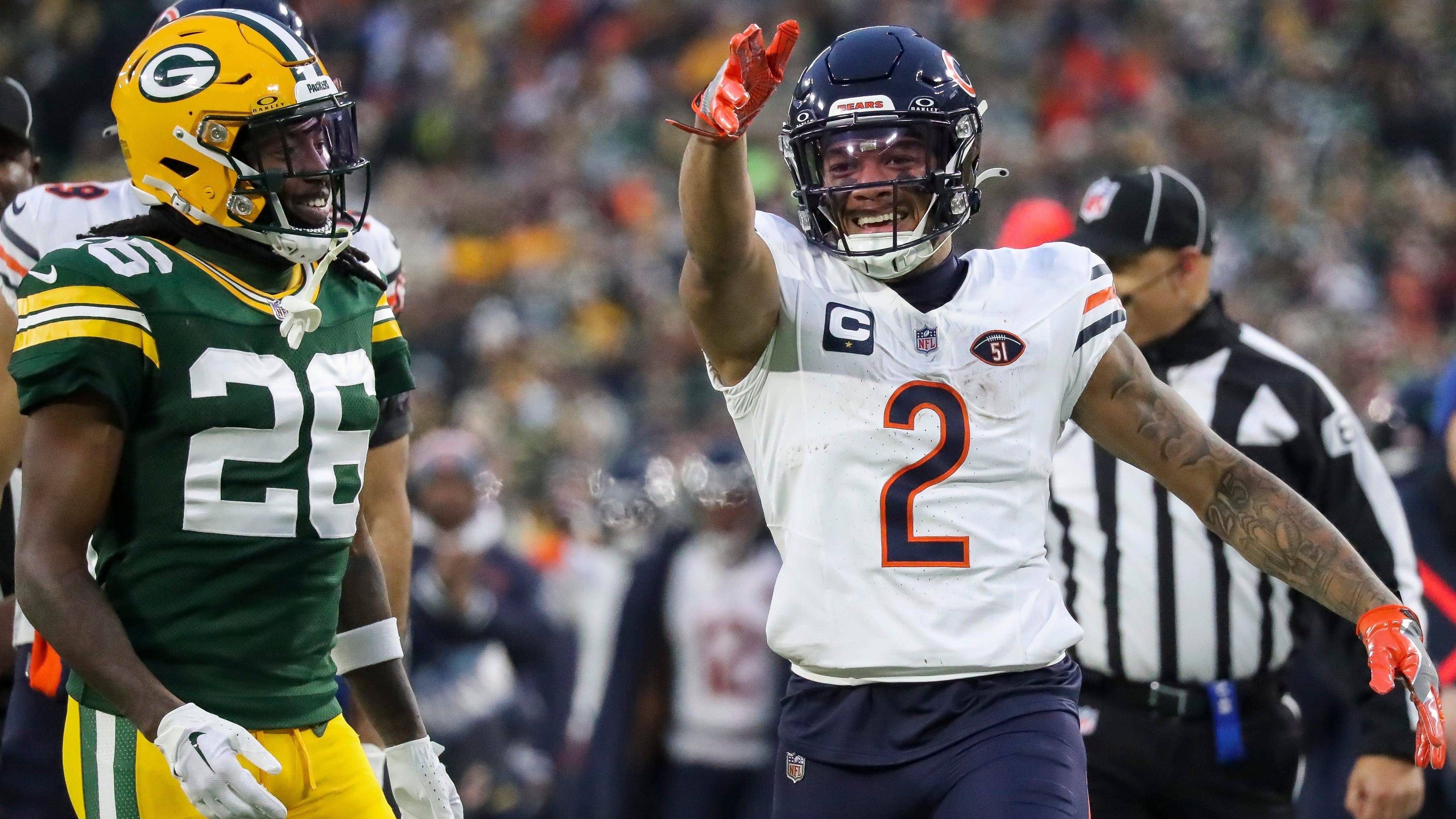 <strong>Chicago Bears</strong><br>Quarterback: Tyson Bagent<br>Running Back: D'Andre Swift<br>Wide Receiver: D.J. Moore, Keenan Allen, Tyler Scott<br>Tight End: Cole Kmet