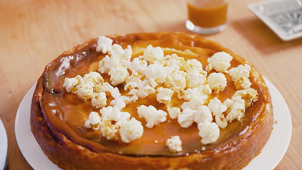 Popcorn Karamell Käsekuchen 