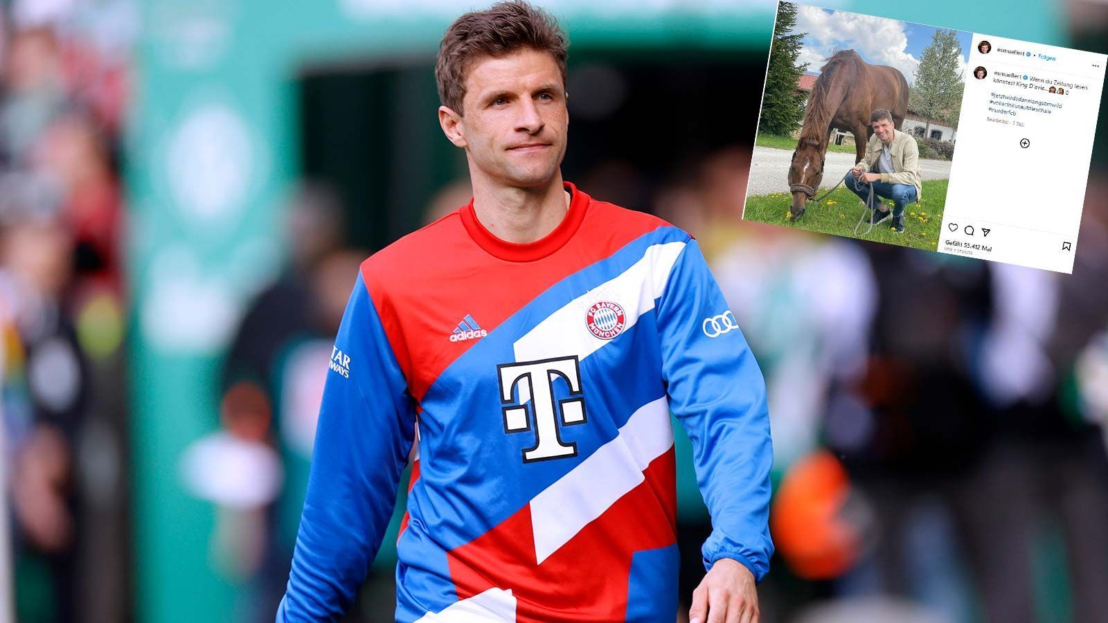 <strong>Thomas Müller</strong><br>Der Ur-Bayer hat mit seiner Ehefrau Lisa einen lukrativen Nebenverdienst. Südlich von München betreiben die Müllers das Pferdegestüt Gut Wettlkam, wo sie die Tiere züchten. Lisa Müller hat sich bereits als Dressurreiterin einen Namen gemacht.