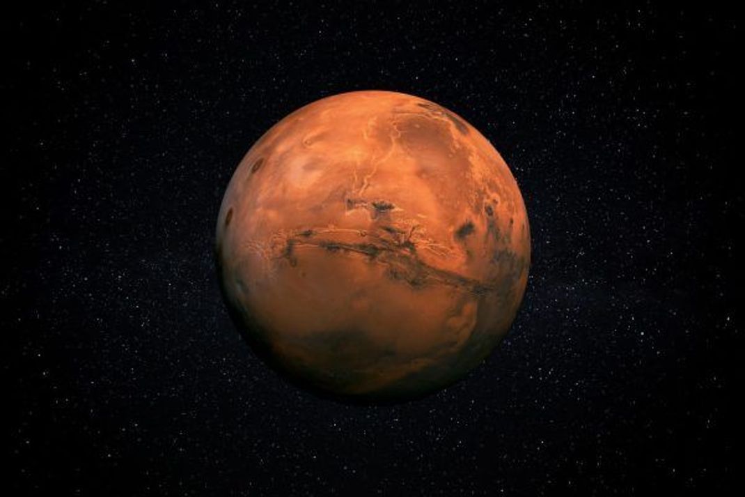 Mars zählt zu den erdähnlichen Planeten. Der Planet ist circa halb so groß wie die Erde. Die Temperatur auf dem Mars kann tagsüber am Äquator auf über 20 Grad ansteigen. Dafür stürzt sie nachts auf bis unter -80 Grad.