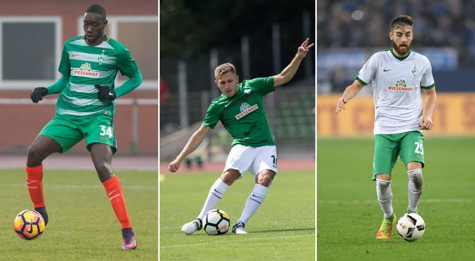 
                <strong>SV Werder Bremen</strong><br>
                Sambou Yatabare (l.) wurde von Werder aussortiert und macht derzeit nur Schlagzeilen außerhalb des Platzes. Er wurde Anfang Juli in Paris verhaftet, weil er einem Polizist ins Gesicht geschlagen haben soll. Levent Aycicek (M.) und Thanos Petsos (r.) wurden von Alexander Nouri in die U23 verbannt und sind ebenfalls auf Vereinssuche.
              