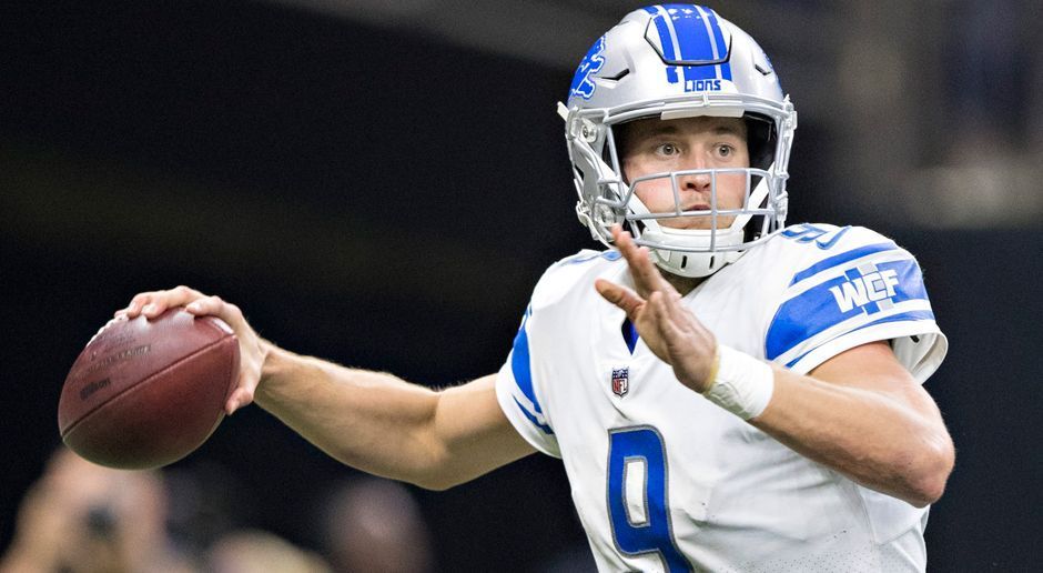 
                <strong>Detroit Lions </strong><br>
                Matthew Stafford (Quarterback, im Bild), Graham Glasgow (Guard)
              