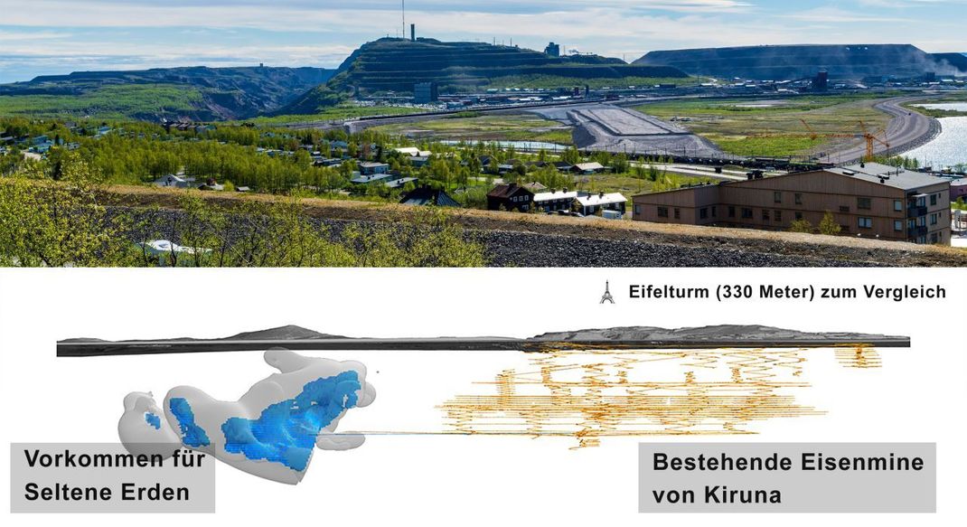 Die Lage des Vorkommen Seltener Erde im nordschwedische Kiruna. Laut LKAB ist die Größe der Lagerstätte noch gar nicht abzusehen.