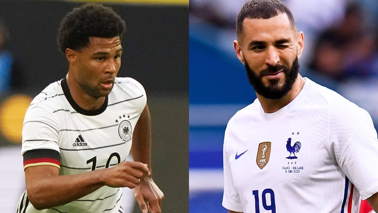 
                <strong>Angriff: Serge Gnabry vs. Karim Benzema</strong><br>
                Es ist das erste große Turnier für Gnabry, der im DFB-Trikot eine ganz starke Quote aufweist, in 22 Länderspielen 16 Mal traf. Er ist offensiv flexibel und schwer auszurechnen, agiert am liebsten als eine Art Stoßstürmer. "Da bist du näher am Tor und ich liebe es, Tore zu schießen: Es macht unheimlich Spaß da vorne", sagte er. Benzemas Rückkehr ins Nationalteam war das große Thema in Frankreich vor dem Turnier, der Real-Stürmer ist ein Schlitzohr und ein klassischer Knipser, nie ganz auszuschalten. Der 33-Jährige war zuletzt angeschlagen, gab wenige Tage vor dem Spiel aber grünes Licht. Augenhöhe. Heißt: Deutschland gewinnt 8:7.
              