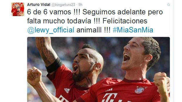 
                <strong>Arturo Vidal</strong><br>
                Arturo Vidal beglückwünscht seinen Mitspieler ebenfalls und macht ihn zum "animal".
              