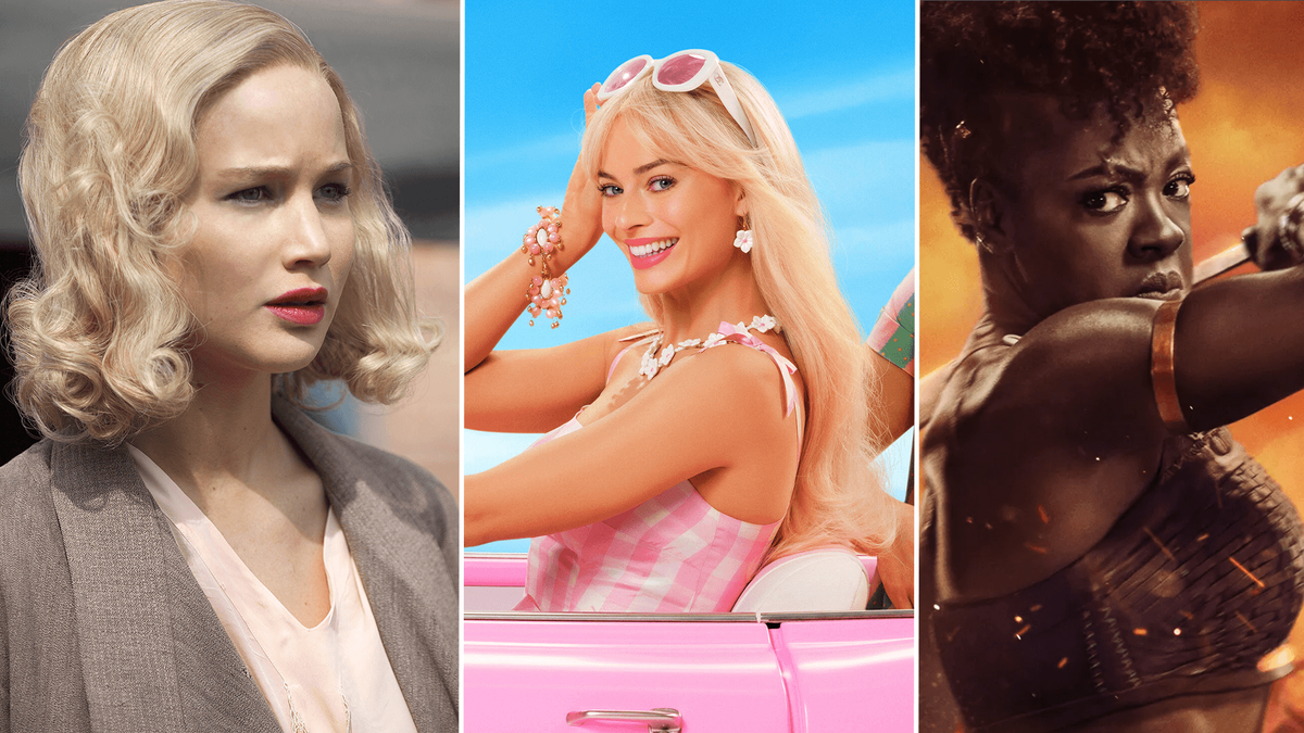 Was haben Jennifer Lawrence in "Serena" (links), Margot Robbie in "Barbie" (mitte) und Viola Davis in "The Woman King" (rechts) gemeinsam? Sie spielen unbesiegbare Frauen. 