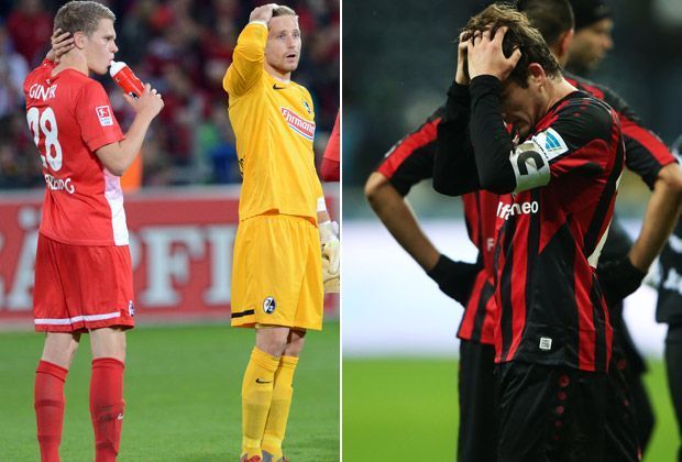 
                <strong>Überforderte der Hinrunde: SC Freiburg und Eintracht Frankfurt</strong><br>
                Vergangene Saison zählen Freiburg und Frankfurt zu den Überraschungen. Der Lohn: Beide Klubs starten in der Europa League. Die Eintracht feiert dort zwar Festtage in der Gruppenphase, doch die Doppelbelastung macht beiden zu schaffen. Mit je nur drei Siegen stehen die Breisgauer und die Hessen ganz nah am Abgrund
              