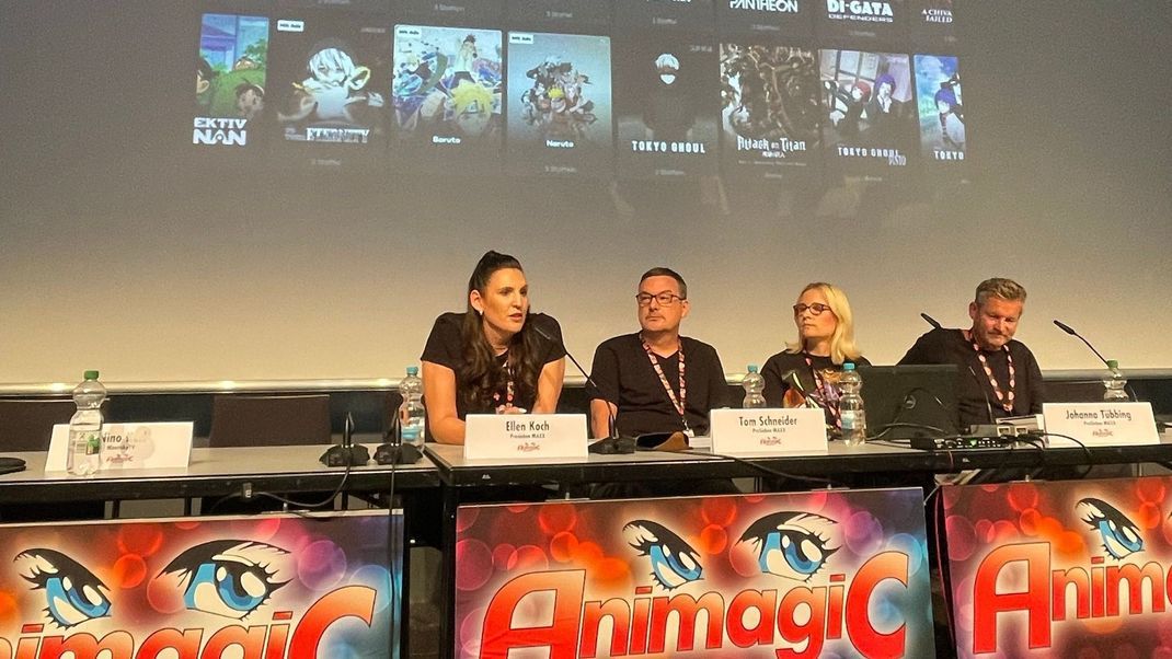 Freuten sich auf die Begegnung mit den Fans auf der Animagic 2024:  Ellen Koch, Tom Schneider, Johanna Tübbing, Philipp Moog (v.l.n.r.)