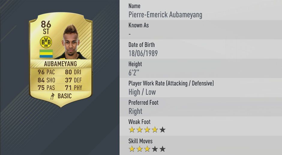 
                <strong>Platz 12: Pierre-Emerick Aubameyang - Gesamt-Stärke: 86</strong><br>
                Platz 12: Pierre-Emerick Aubameyang - Gesamt-Stärke: 
              