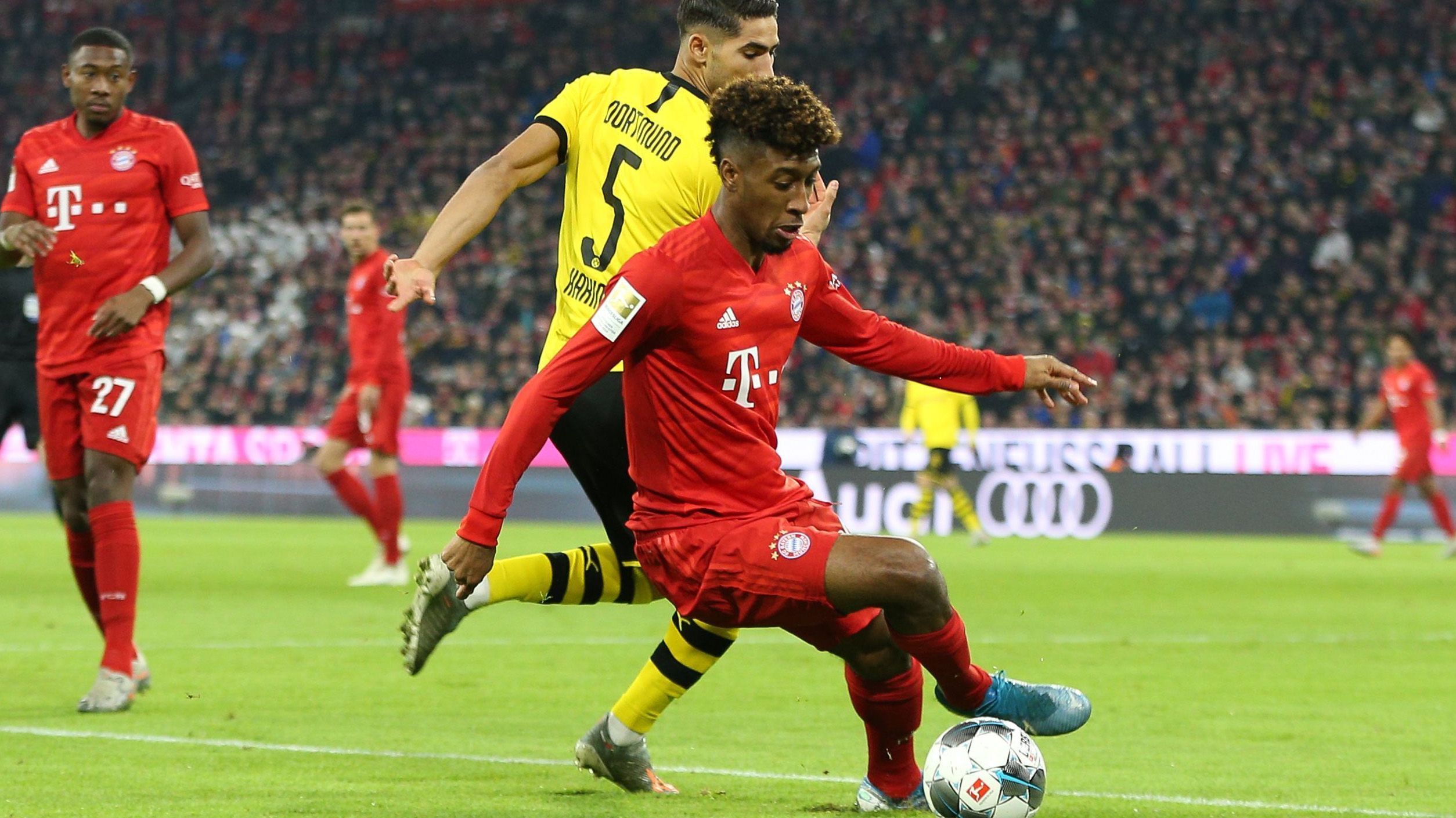 
                <strong>Kingsley Coman</strong><br>
                Mit einer starken Leistung auf dem linken Flügel. Macht zusammen mit Davies von Beginn an mächtig Alarm. Seine Flanken und Zuspiele in den Sechzehner bedeuten jeweils Gefahr für die Dortmunder Hintermannschaft. Verkünstelt sich in manchen Situationen und vergibt dadurch gute Ausgangspositionen. Im Abschluss selbst zweimal unpräzise aus der zweiten Reihe. Arbeitet vor allem in der ersten Halbzeit auch enorm nach hinten mit. In der 75. Minute für Perisic ausgewechselt. ran-Note: 2 
              