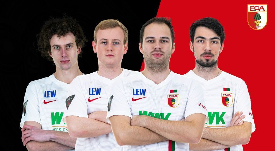 
                <strong>FC Augsburg</strong><br>
                Augsburg nahm schon 2018 an der Virtuellen Bundesliga teil und veranstaltete damals zwei Scouting-Turniere. Dieses Jahr geht der Bundesligist mit einem vierköpfigem Team an den Start: Lukas "LukasR18" Rathgeb, Christoph "xThePunisher-96" Geule, Philipp "phlip1989" Bederke und Yannic "Yannic0109" Bederke (v.l.n.r.).
              