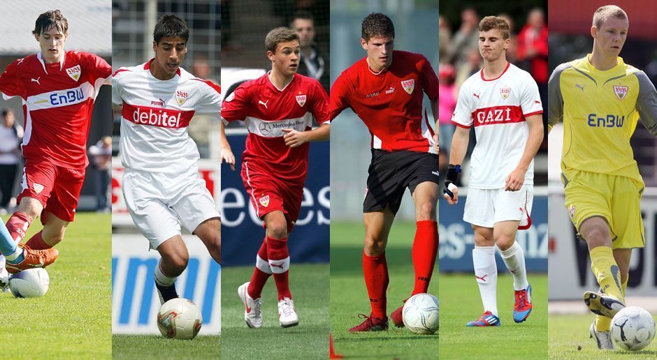 
                <strong>VfB Stuttgart </strong><br>
                Sechs Spieler: Sebastian Rudy, Sami Khedira, Joshua Kimmich, Mario Gomez, Timo Werner, Bernd Leno
              