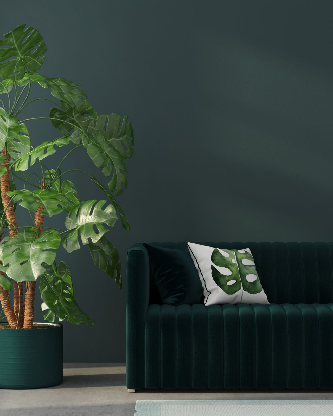 Die Monstera ist monstermäßig hip - und kommt hier im Partner-Look mit dem Kissen. Ihre gefächerten Blätter zaubern Dschungel-Feeling.