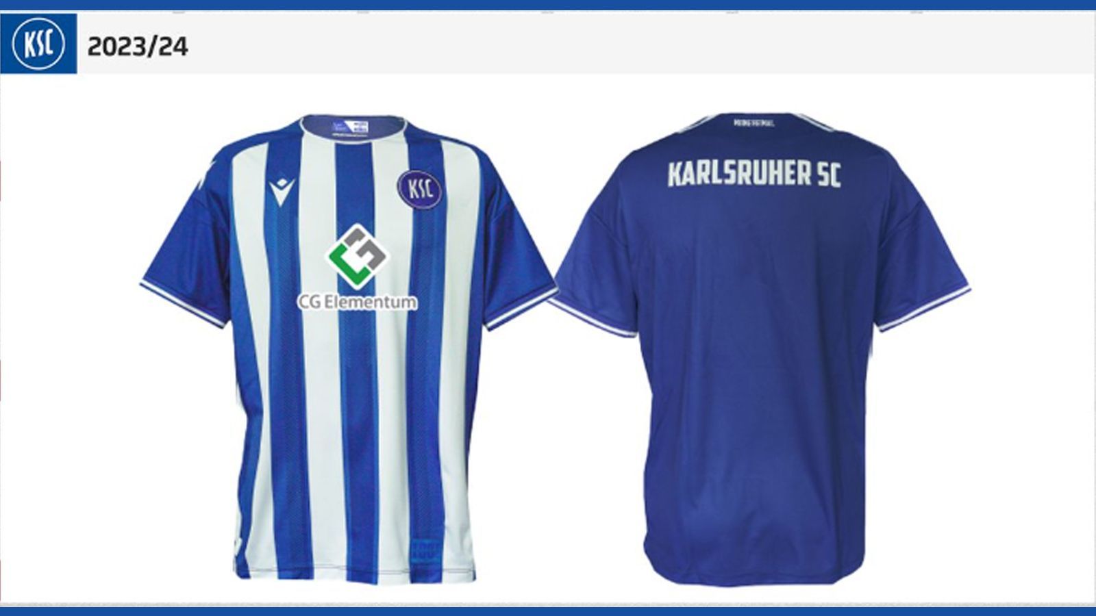 <strong>Platz 5 - Karlsruher SC</strong><br>Nostalgisch. Der KSC setzt auf Tradition und das belohnen wir. Das Trikot überrascht, aber enttäuscht auch nicht. Der Rücken ist sogar komplett blau, was von der Seite sehend ein Hingucker wird. Aber der Sponsor fällt etwas negativ auf. Daher "nur" Platz 5.