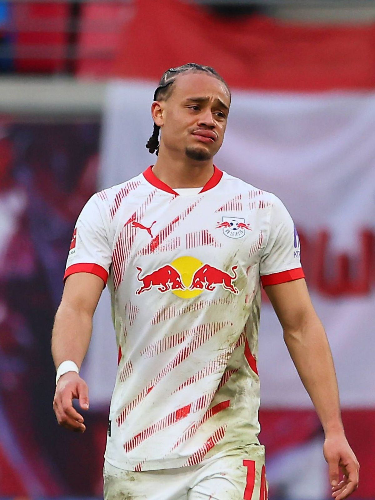 RB Leipzig - Mainz Bundesliga Leipzig, 01.03.2025, Red Bull Arena, Fußball Bundesliga, Spieltag 24 , RB LEIPZIG vs. 1. FSV MAINZ 05 , Tor für Mainz zum 1:2. Im Bild : Xavi Simons (10, RB Leipzig) e...