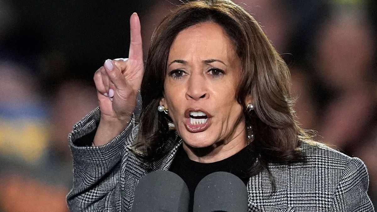 Die demokratische US-Präsidentschaftskandidatin und US-Vizepräsidentin Kamala Harris warnt bei einer Wahlkampfveranstaltung vor Trump. 