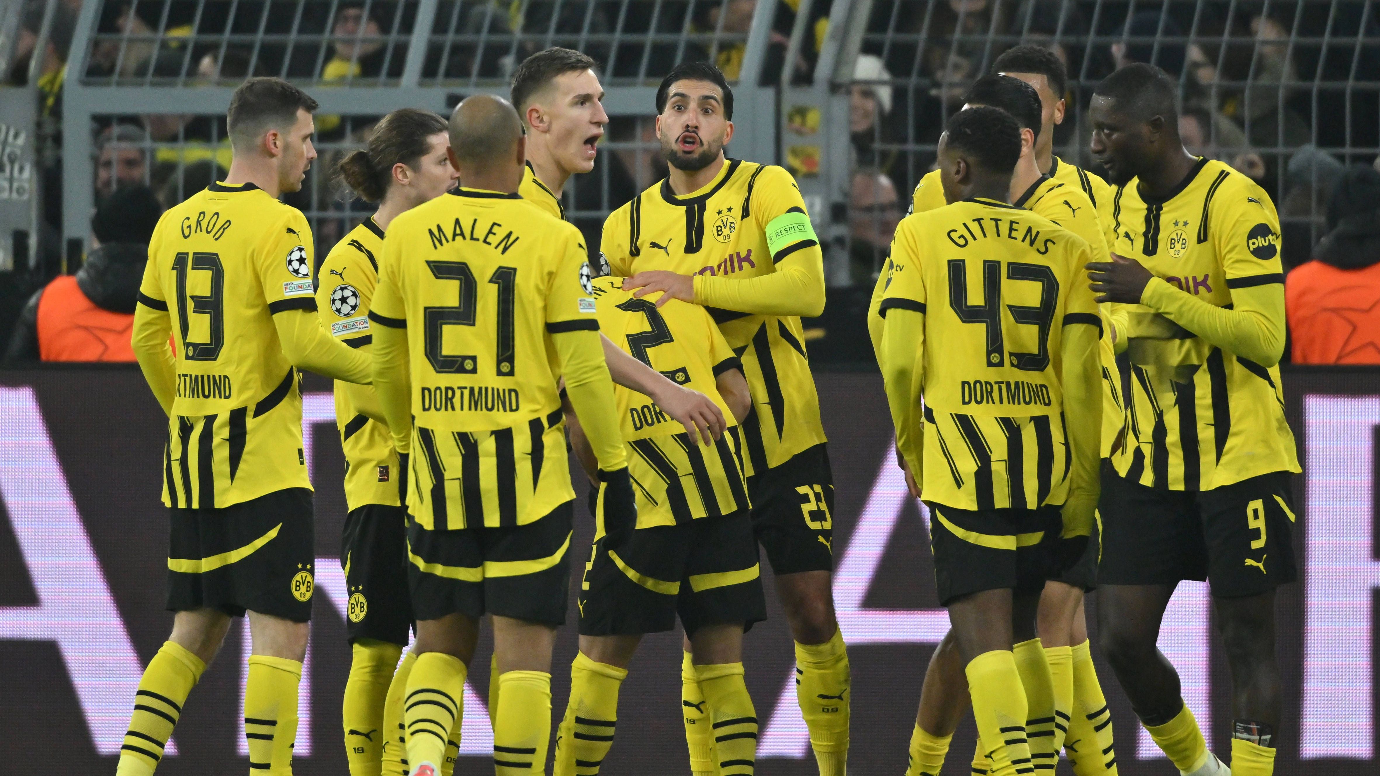 <strong>Platz 13: Borussia Dortmund (aktueller Tabellenplatz: 9)</strong><br>• Achtelfinale - 75 %<br>• Viertelfinale - 33 %<br>• Halbfinale - 13 %<br>• Finale - 5 %<br>• Sieg - 2 %