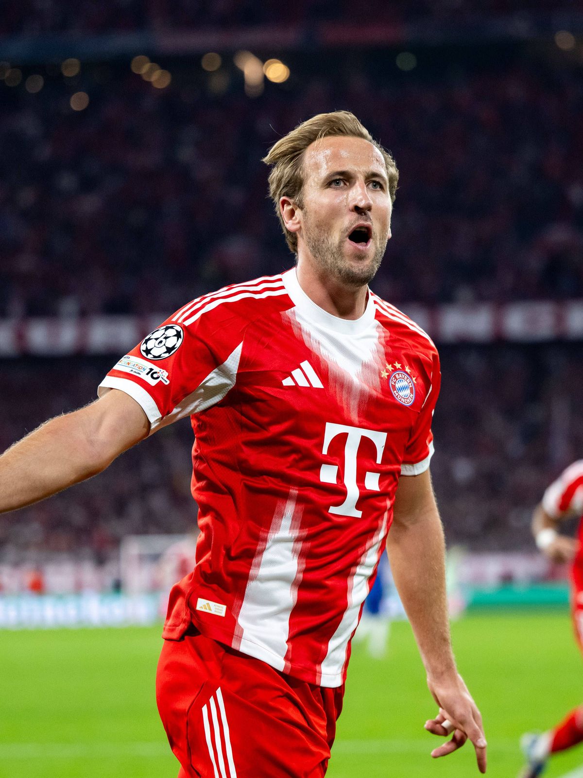 Harry Kane (FC Bayern Muenchen, 09) jubelt ueber das Tor zum 3:1, GER, FC Bayern Muenchen vs FC Chelsea FC, Fussball, UEFA Champions League, Ligaphase, 1. Spieltag, Saison 2025 2026, 17.09.2025 GER...