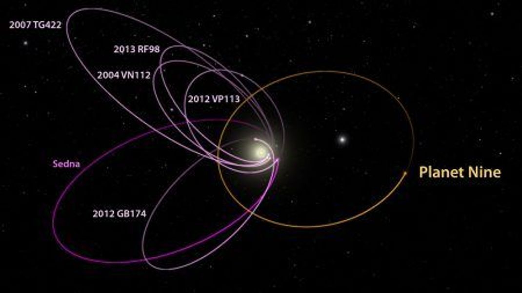 Das Team um Mike Brown hat mehrere Himmelskörper gefunden, die auf ihrer Bahn um die Sonne weit ins All kurven - alle in die selbe Richtung. Ein Hinweis auf einen 9. Planeten?