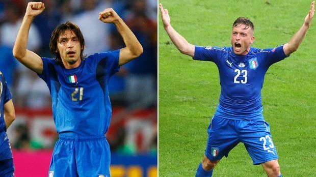 
                <strong>Andrea Pirlo 2006 vs Emanuele Giaccherini 2016</strong><br>
                Andrea Pirlo 2006 vs Emanuele Giaccherini 2016: Die EM 2016 ist das erste Turnier für Italien ohne Pirlo seit 2004. Der Freistoß-Experte kickt derzeit in der amerikanischen MLS. 2006 legte er im Halbfinale gegen Deutschland das 1:0 von Grosso auf. Giaccherini hingegen steht beim AFC Sunderland unter Vertrag und war die vergangene Saison an den FC Bologna ausgeliehen. Im laufenden EM-Turnier ist er bei Coach Antonio Conte Stammspieler.
              