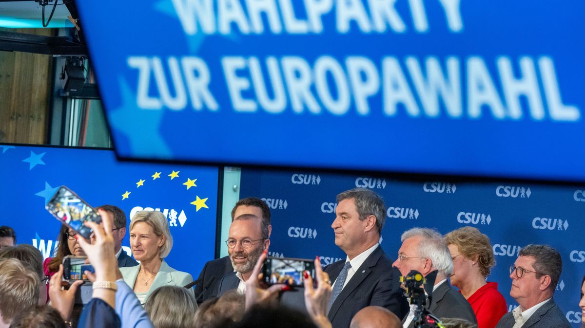 Europawahl 2024 in Bayern: Wahlparty der CSU