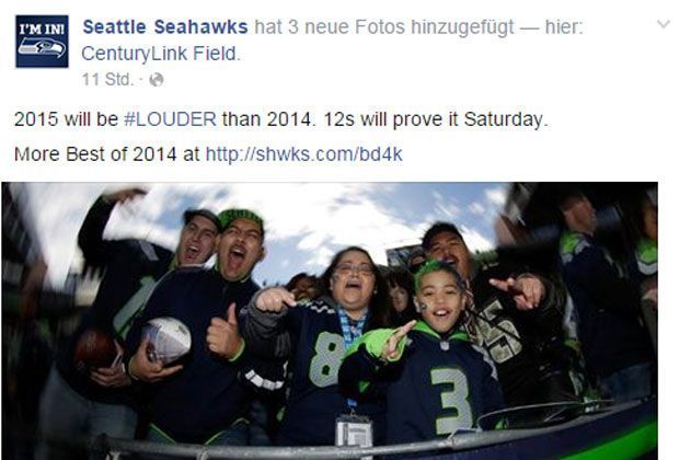 
                <strong>Seattle Seahawks: It might get loud</strong><br>
                ... und zwar die Kansas City Chiefs, welche mit 142,2 Dezibel (Zum Vergleich: So laut ist ein Jet beim Start) noch vor Seattle stehen. Doch die Fans der Seahawks wollen den Rekord natürlich wieder nach Seattle holen. 2015 könnte laut werden.
              