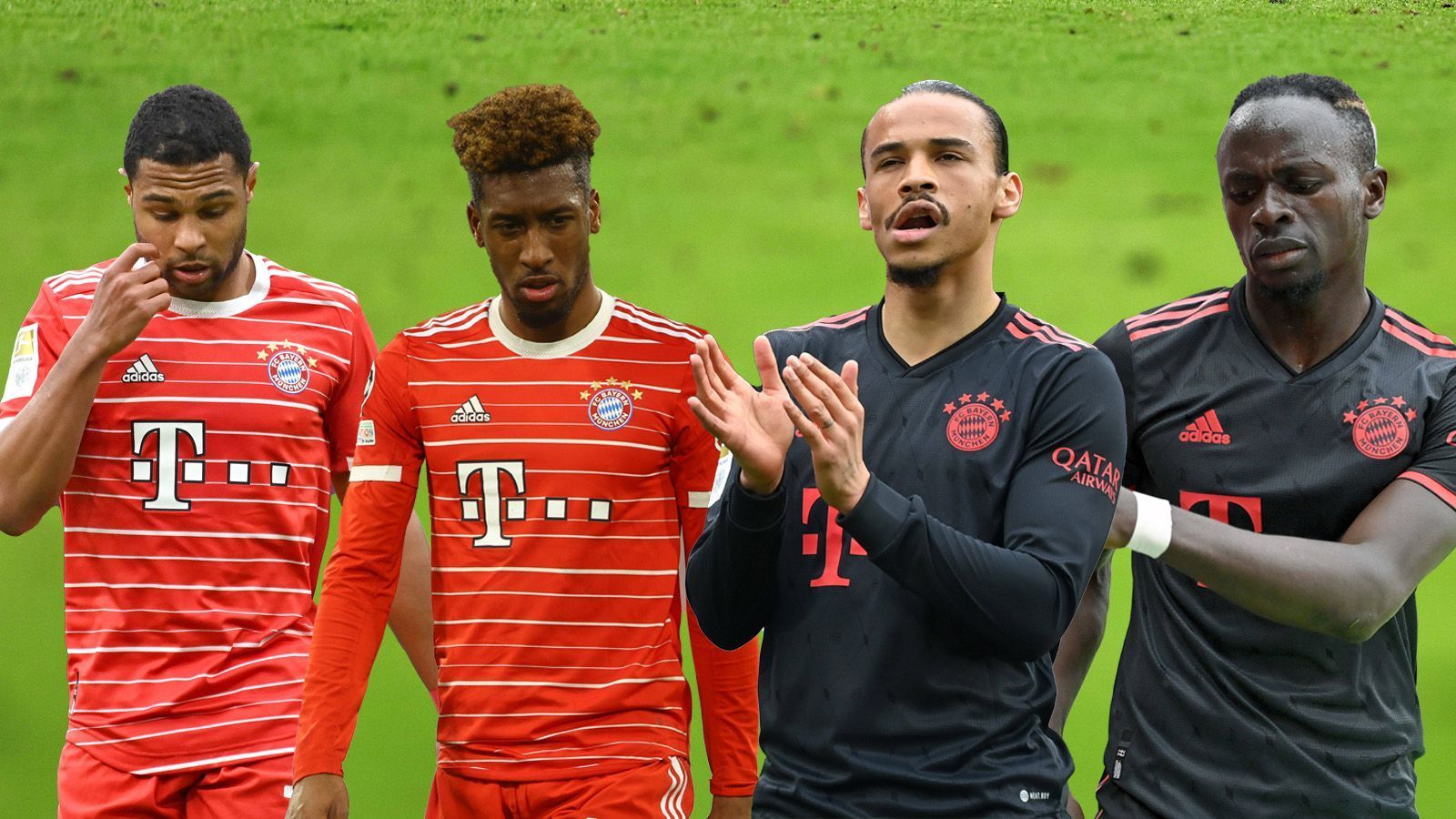 
                <strong>Kingsley Coman, Sadio Mane, Leroy Sane und Serge Gnabry</strong><br>
                Serge Gnabry, Kingsley Coman, Leroy Sane und Sadio Mane (v.l.n.r.) im Kader zu haben, ist eigentlich ein Luxusproblem. Da sich alle vier aber sehr ähnlich und nicht in Top-Form sind, entwickelte sich die Situation zu einem echten Problem - wie der handfeste Streit zwischen Mane und Sane bewies. Ob Mane über die Saison hinaus bleiben wird, ist auch angesichts seiner enttäuschenden Leistungen ungewiss - zumal er wohl innerhalb der Mannschaft keinen Belibetheitspreis gewinnt. Coman wechselte kürzlich seinen Berater und wird trotz laufenden Vertrags bis 2027 immer wieder mit einem Transfer in die Premier League in Verbindung gebracht. Sane wurde kürzlich bei Real Madrid gehandelt und ist nicht selten ein maximal polarisierender Star im Kader: An guten Tagen Weltklasse, an schlechten Tagen von ihm und der Mannschaft ein Spieler, der immer wieder für mangelnde Einstellung kritisiert wird. Das galt zuletzt auch für Gnabry, der ebenfalls seiner Form hinterherläuft. Er wurde von "Sky" trotz seiner vorzeitigen Verlängerung bis 2026 als Verkaufskandidat im Sommer bezeichnet. Es erscheint nicht ausgeschlossen, dass der FC Bayern zumindest eine Außen-Personalie streicht und neu besetzt. Der wahrscheinlichste Streich-Kandidat dafür: Sadio Mane.
              