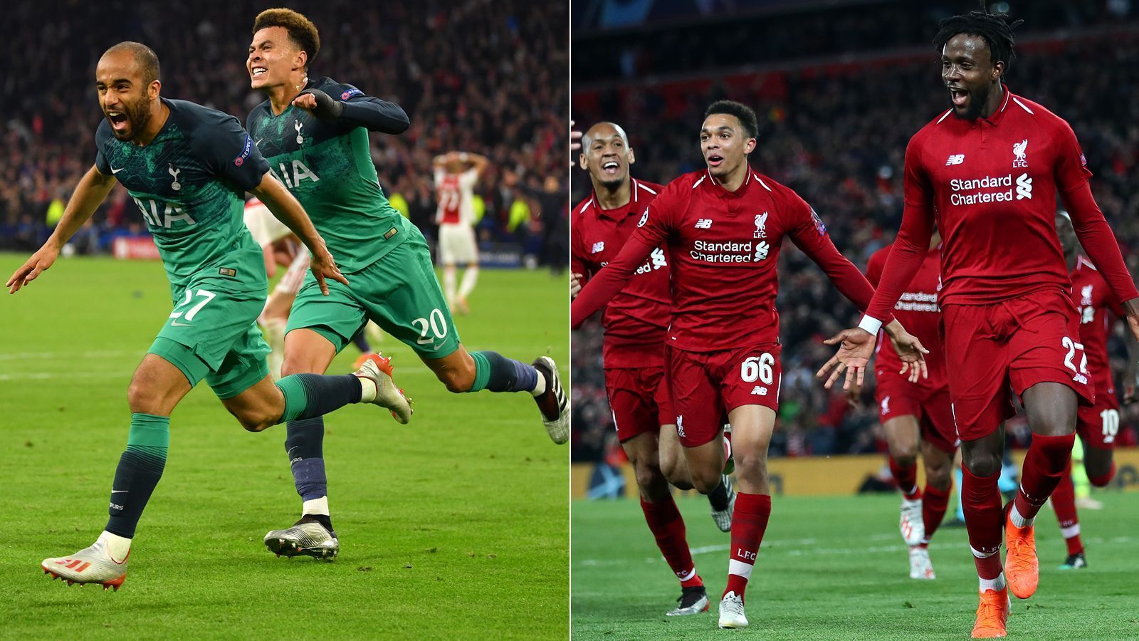 
                <strong>Gewinner: Spektakel in der Champions League</strong><br>
                Auf dem Weg zu Liverpools Champions-League-Triumph durften sich vor allem die Zuschauer in den Stadien und vor den Fernsehern als Sieger fühlen. Besonders die Halbfinal-Spiele boten Fußball in all seinen Facetten. So drehte Liverpool im Halbfinale eine 0:3-Hinspielniederlage gegen Barcelona noch. Divock Origi (re.) schoss die Engländer schlussendlich ins Finale, wo man auf Tottenham traf. Die Spurs hatten ihren Final-Einzug in der Königsklasse einer unglaublichen Aufholjagd gegen Ajax Amsterdam zu verdanken. Lucas Moura (li.) erzielte nach der Pause des Rückspiels drei Treffer und sorgte so für einen 3:3-Gesamtscore. Aufgrund der Auswärtstorregel erreichte Tottenham ins Endspiel. 
              