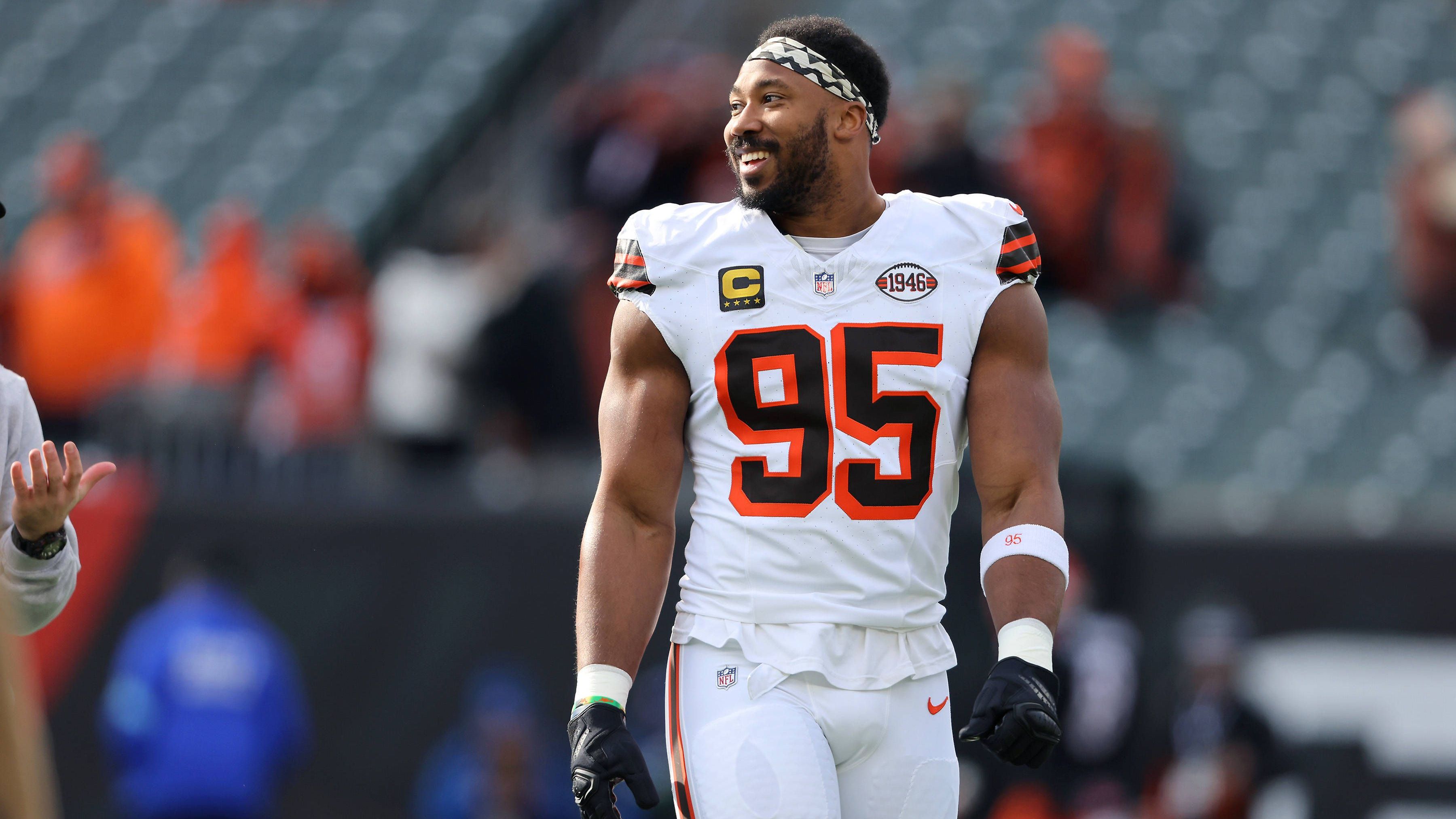 <strong>4 Pro Bowler: Cleveland Browns</strong><br>Myles Garrett (Foto, Defensive End), Denzel Ward (Cornerback), Jerry Jeudy (Wide Receiver), Joel Bitonio (Guard)