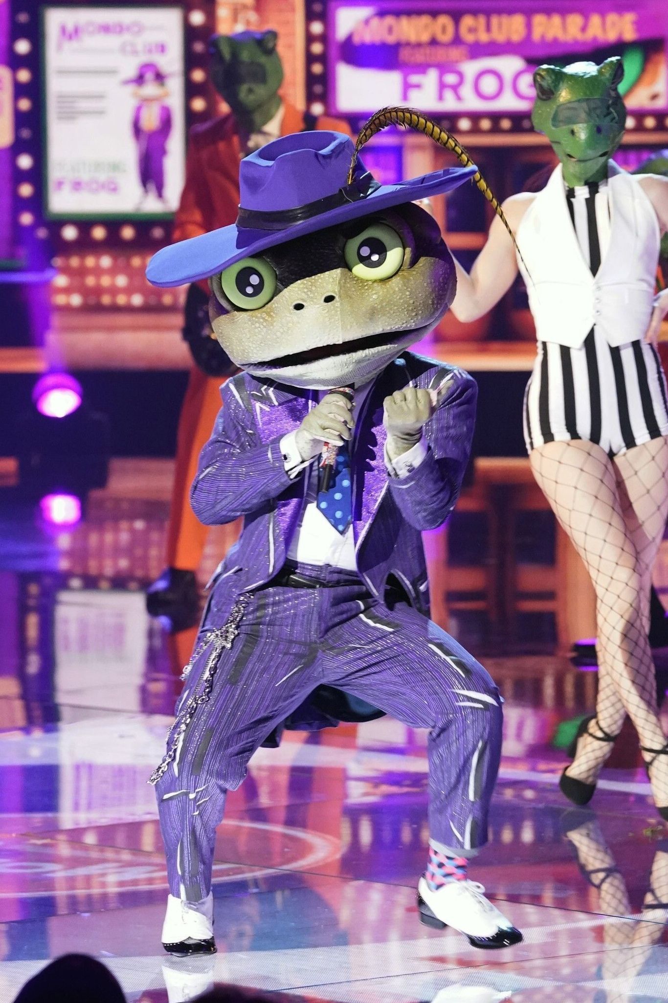 Dieser Frosch bringt Stil mit auf die Bühne.
