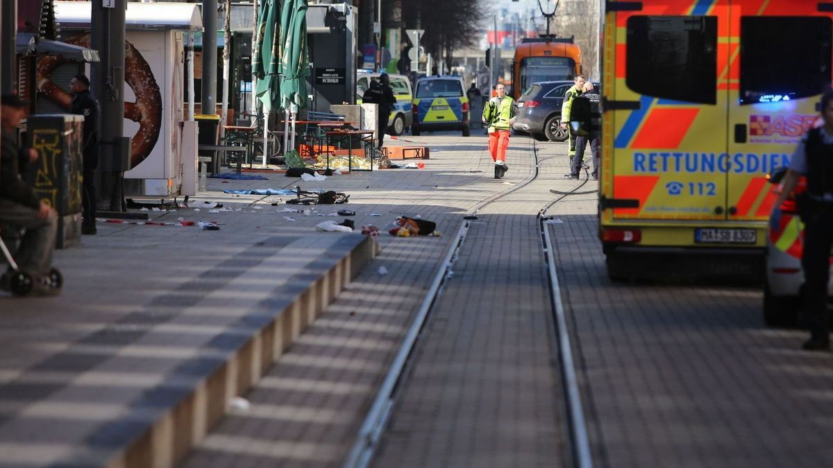 Mannheim Autor rast in Menschenmenge