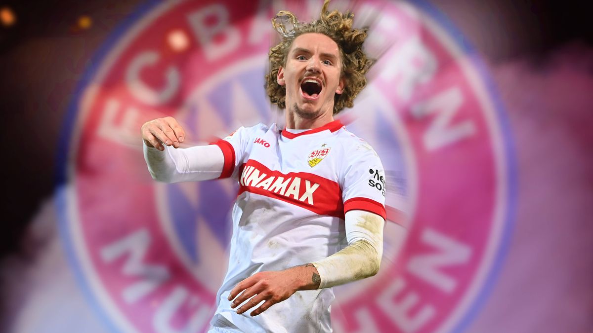 FOTOMONTAGE: Nick WOLTEMADE (VFB Stuttgart) wechselt angeblich zum FC Bayern Muenchen! ARCHIVFOTO. Jubel,Freude,Begeisterung, *** PHOTOMONTAGE Nick WOLTEMADE VFB Stuttgart allegedly moves to FC Bay...