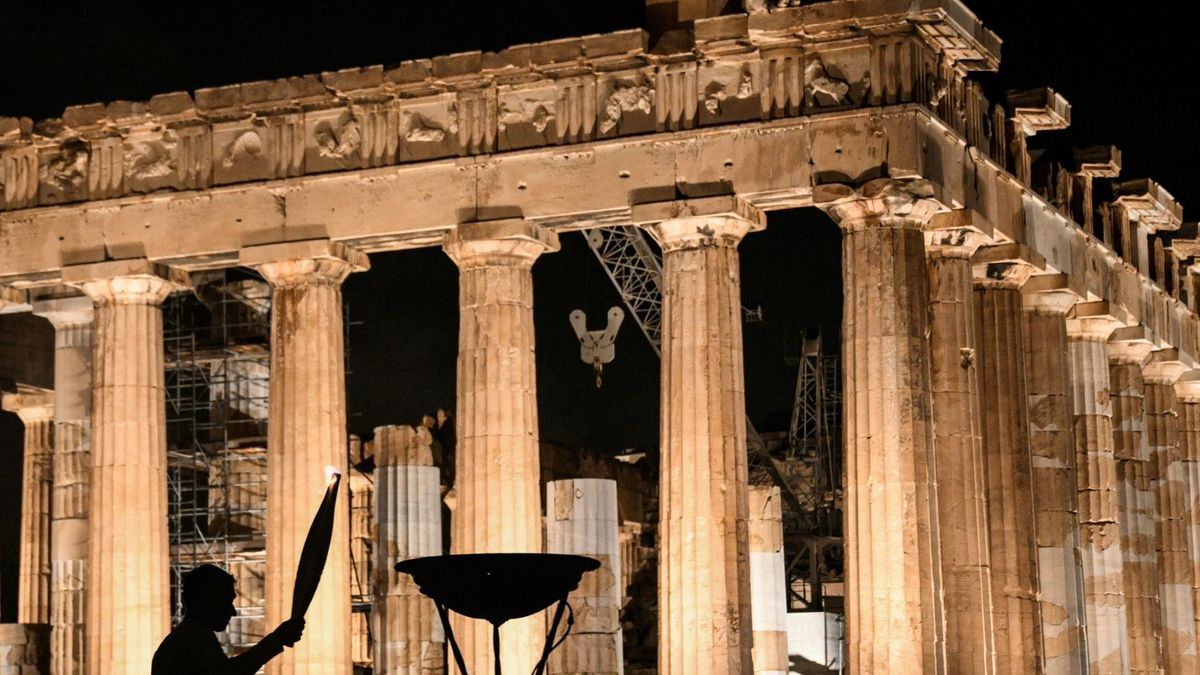 Das olympische Feuer - hier noch in Athen