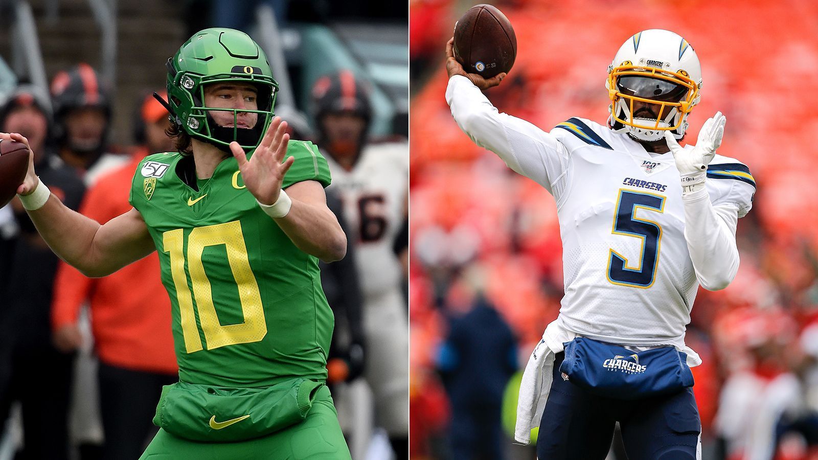 
                <strong>Los Angeles Chargers: Die Quarterback-Frage</strong><br>
                Das nächste Quarterback-Duell: Justin Herbert gegen Tyrod Taylor. Die Los Angeles Chargers sind im Win-Now-Modus und haben ein starkes, talentiertes Team. Allerdings steht über der wichtigsten Position ein großes Fragezeichen. Wer startet als Quarterback? Herbert dürfte wegen seiner Wurfkraft das höhere Potenzial haben, dafür bringt Taylor logischerweise deutlich mehr NFL-Erfahrung mit. Das Training Camp sollte ein erstes Anzeichen geben, in welche Richtung Head Coach Anthony Lynn tendiert: Junger Passgeber mit Potenzial oder erfahrener Game Manager mit eingeschränkten Werfer-Fähigkeiten.
              