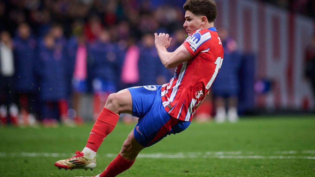 UEFA Champions League soccer match Atletico de Madrid vs Real Madrid at Riyadh Air Metropolitano stadium in Madrid, Spain 12 March 2025 Julian Alvarez at penalty shootout 900 Cordon Press PUBLICATI...