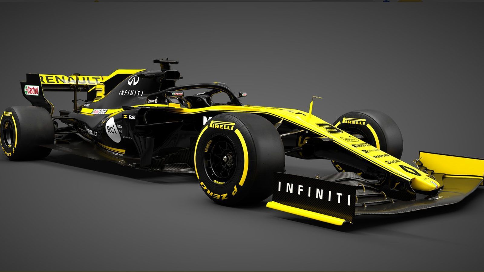
                <strong>Formel-1-Autos 2019: Renault F1 Team</strong><br>
                Mit diesem Rennwagen soll es für Renault weiter bergauf gehen. Nach den Plätzen neun, sechs und vier in der Konstrukteurswertung peilen die Franzosen in diesem Jahr den Angriff auf die großen Drei an. Dabei wirkt der 2019er Bolide vom Design her wie eine Kopie des Vorjahresmodells.
              