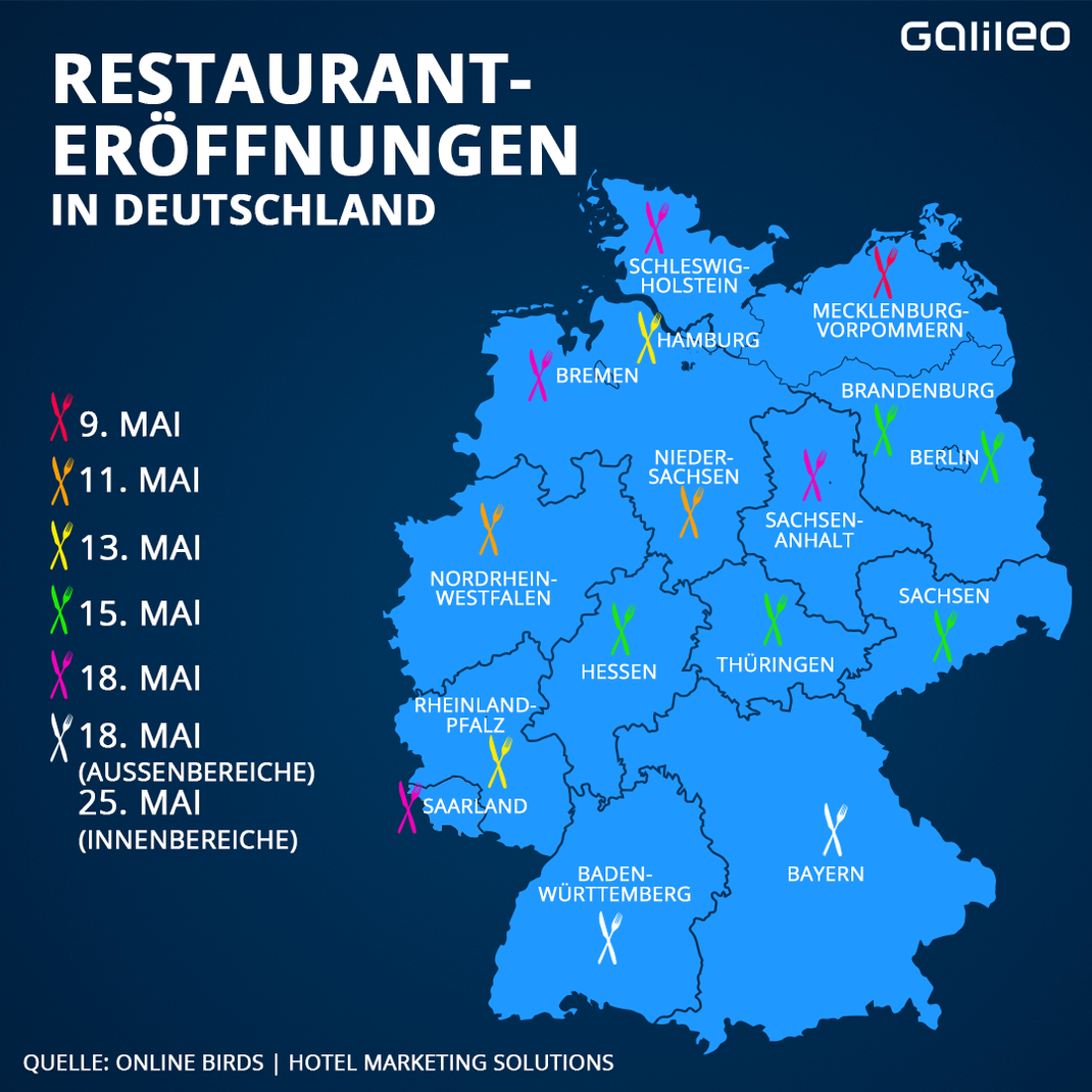 Wann eröffnen die Restaurants in deinem Bundesland? Hier gibt's den Überblick. 