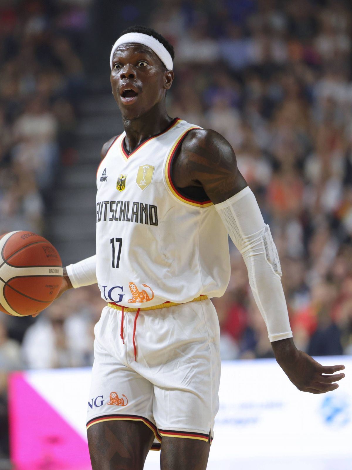 Länderspiel Deutschland vs. Frankreich iin der Lanxess Arena Köln Vorbereitung auf die Olympischen Sommerspiele Hier: Dennis Schröder *** International match between Germany and France in the Lanxe...