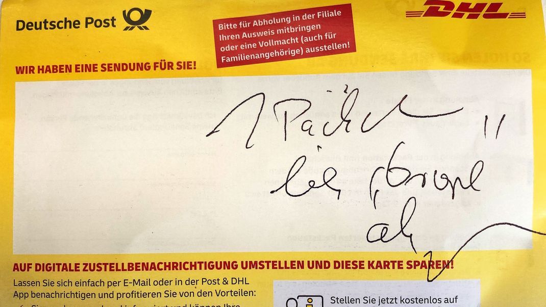 Viele Kunden in Deutschland sind mit der Zustellung ihrer Briefe und Pakete unzufrieden - wie hier beispielsweise wegen der unleserlichen Handschrift.