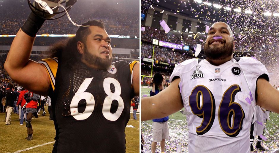 
                <strong>Chris und Ma'ake Kemoeatu</strong><br>
                Chris Kemoeatu (Pittsburgh Steelers, 2006 und 2009)undMa'ake Kemoeatu (Baltimore Ravens, 2013)
              