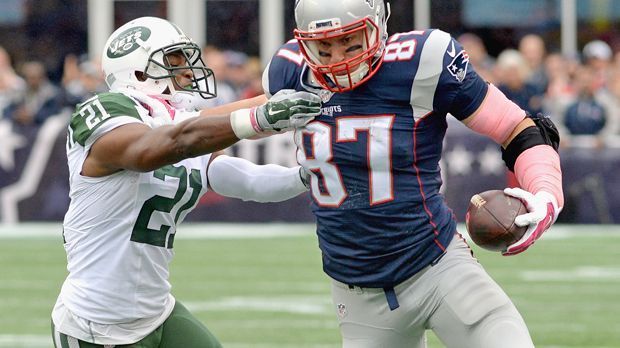 
                <strong>Rob Gronkowski</strong><br>
                Rob Gronkowski baut am siebten Spieltag gegen die New York Jets seinen eigenen Rekord aus! Ihm gelingt sein 61. Touchdown im 71. NFL-Spiel. Noch nie hat ein Tight End so wenige Spiele für 61 Touchdowns benötigt.
              