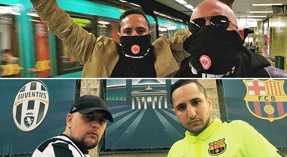 
                <strong>Celo und Abdi</strong><br>
                Celo und Abdi: Das Rap-Duo aus Frankfurt am Main hält es selbstverständlich mit der Eintracht. Auf Instagram kann vor allem Celo (li.) eine große Trikot-Reihe verschiedener, internationaler Top-Teams präsentieren - hier im Juventus-Jersey. Abdi (re.) mag noch den FC Barcelona. Auf dem Song "Wettskandal" vergleichen die Zwei ihre Rap-Kunst mit dem Kampf um das runde Leder: "Champions League, keine Amateurliga - Scorpion Kick, Jose Rene Higuita (...) Maradona-Style, nenne mich Diego - Goldstein, Bornheim, Abdi und Celo".
              