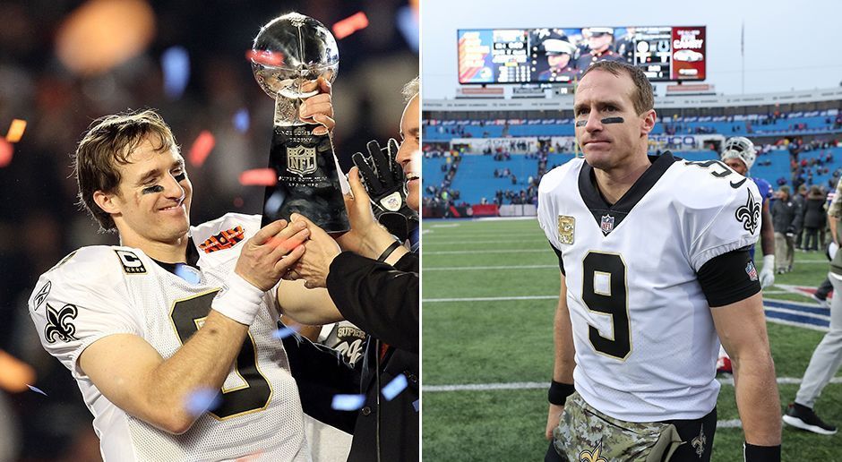 
                <strong>Quarterback</strong><br>
                Drew Brees (38, damals 30)Seit 2006 ist Drew Brees der unumstrittene Quarterback der Saints. 2009 warf Brees 34 Touchdowns, davon ist er diese Saison (15) noch  entfernt. Dafür behält er den Ball besser in den eigenen Reihen: 2009 warf er pro Spiel 0,68 Interceptions, diese Saison sind es nur 0,5.
              